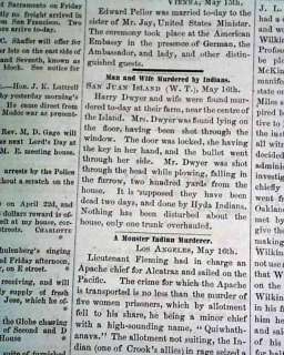   MARYSVILLE CA California Old West MODOCS INDIANS WAR Old Newspaper