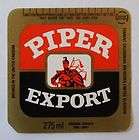 TENNENTS PIPER EXPORT 275ml BEER BOTTLE LABEL 19/07
