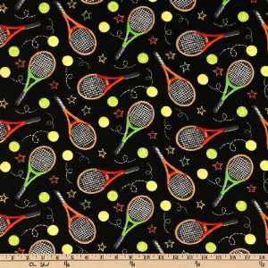  44 Wide Tennis Equipment Black Fabric By The Yard Arts 
