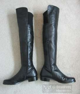 STUART WEITZMAN 5050 Over the Knee Boot Size 8.5 N Black Nappa Leather 