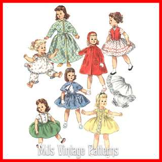 Vtg Doll Wardrobe Dress Pattern 25 26 Sweet Sue, Miss Revlon, Toni 