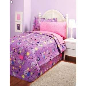 Purple Pink Peace Girls Teens Full Comforter Sheet Set 