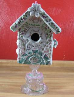 Amazing China Mosaic Birdhouse on Pedestal  