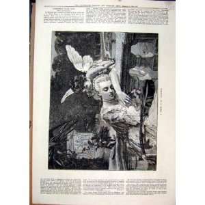  1884 Young Woman Sleeping Music Valentine Dream Print 