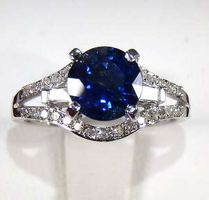 GIA Certified 14 kt W/Gold 2.28 tcw Round Blue Natural Sapphire 