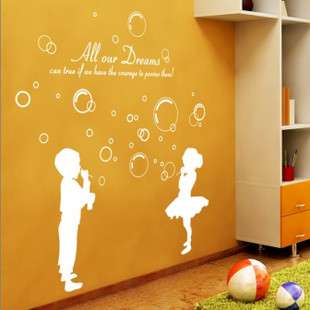   and girls blowing bubbles Vinyl Wall Paper Decal Art Sticker  
