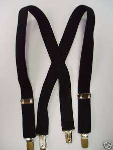 Children Kids Elastic Suspenders Braces Black 1 Inch  