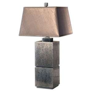 Uttermost 33 Inch Zara Lamp In Lightly Embossed Tin w/ Golden Bronze 