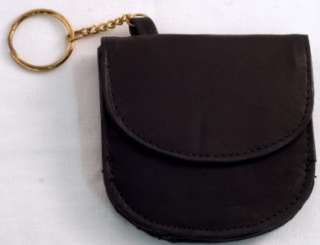 Mens Black Leather TAXI CABBIE Mini WALLET w/ Key Chain Ring & COIN 