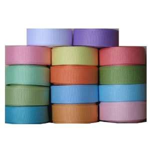 Tea Party Ribbons   3/8 Solid Offray Grosgrain Ribbon Group 14 Rolls 