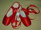 ballet professional satin pointe ribbon ties shoes RED