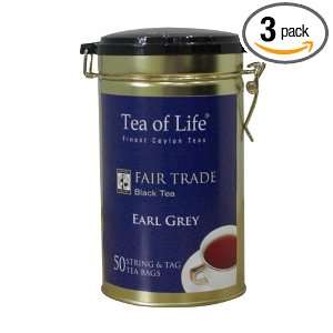 Tea Of Life Fair Trade Black Tea Earl Grey, 50 Count Tea Bags, 8.1 