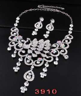   Rhinestone Crystal New Necklace Earring set Wedding Bridal  