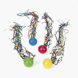  Rubber Streamer Bouncing Balls (1 dz) Toys & Games