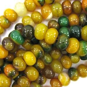  14mm honey green agate rondelle beads 7 strand