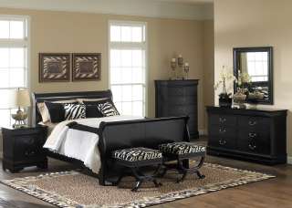 New Carrington King Sleigh Bed Set Black Asian Hardwoods Nickel 7 
