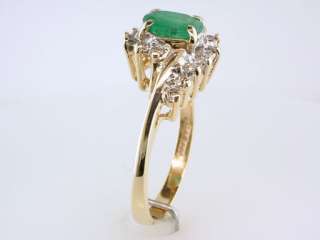Genuine Emerald Diamond 1.20ct Yellow Gold Engagement Wedding Ring 