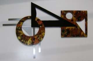 Large Geometric Wood Wall sculpture with metal Magma  