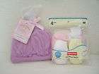 FISHER PRICE 4 PK 0 9 MONTH NO SHOW SOCKS & SB HAT & SCRATCH MITTS NEW