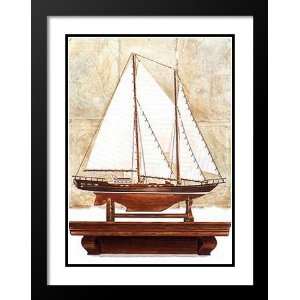   and Double Matted 25x29 Yacht and Antique Map I
