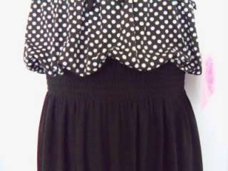 NWT BLOOME GIRL BLK/WHT DOTS SMOCK DRESS 8 OR 10 $58  