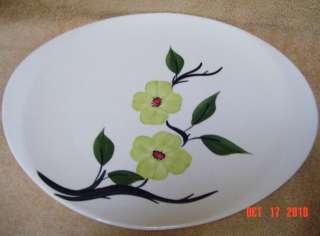 Blue Ridge Lime Green Blossom Oval Serving Platter Dish  