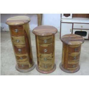  Indian Wooden Tanki Set of 3 