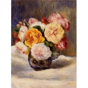  Oil Painting Bouquet of Roses Pierre Auguste Renoir Hand 