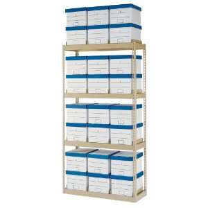   by 84 Inch High Four Shelf Record Storage Rack, 24 Box Capacity, Tan