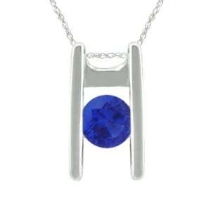  10k Gold Created Sapphire Ladder Necklace Jewelry