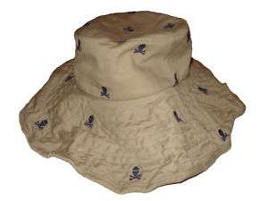 Ralph Lauren Khaki Skull Bones Polo Bucket Rim Hat  