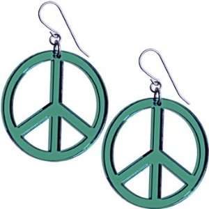  Green Peace Sign Lucite Earrings Jewelry