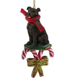  Staffordshire Bull Terrier Brindle Candy Cane Ornament 