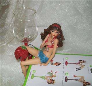   Super Sweet Strawberry Daiquiri Girl Figurine & Glass MIB  