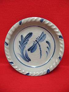 Rowe Pottery  9  Pie Plate Dragonfly Pattern  