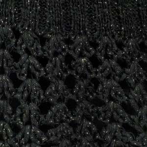 Nygard Womens Black Knit Gold Crochet Shrug Cardigan  