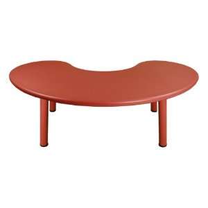    Half Moon Plastic Table Color Red, Leg Height 20