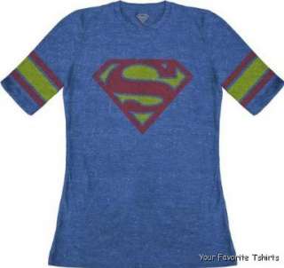 Licensed DC Comics Superman Supergirl Distressed Logo Hockey Raglan 