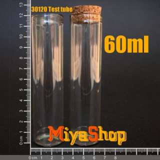 500pcs Glass Bottle Vial Cork 60ml Test tube 30120  