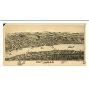 Historic Brownsville, Pennsylvania, c. 1902 (L) Panoramic Map Poster 