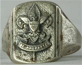 VINTAGE STERLING SILVER BOY SCOUT RING SIZE 7  
