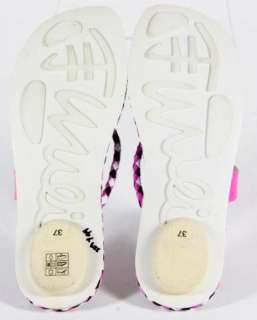   Patent Leather Thong Sandal Pink/White/Black Print Braid 7 M  