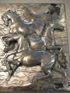 Ottaviani 800 SILVER Italian Relief Art   Horses  
