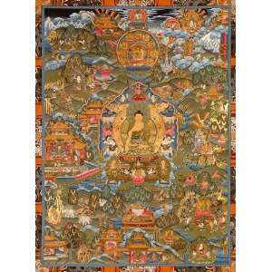 The Buddha Shakyamuni Seated on Six ornament Throne of Enlightenment 