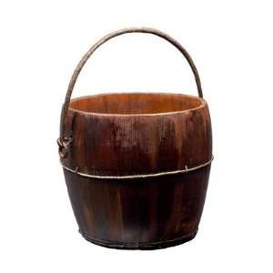  Asian Antique Iron Handle Kitchen Bucket in Distressed Natural 