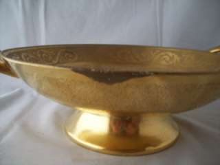 Jul H Brauer Gold Over Porcelain Handled Footed Bowl  