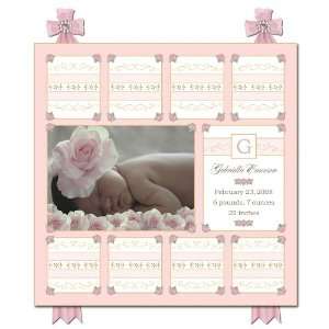  Sweet Roses Canvas Birth Announcement in Posey Pink 