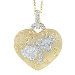   14K Two Tone Gold 1/10 ct. Diamond Heart Necklace Katarina Jewelry