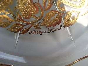 Vintage Georges Briard Signed Glass Plate Platter Gold and Clear 