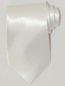 White Solid Covona Mens Necktie New Wedding Party Tie  